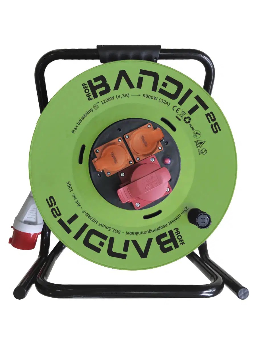 Kabeltromle 5G2.5mm² 400V/16A CEE 2x230V DK 25 m IP44