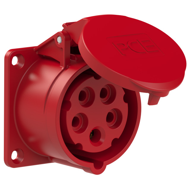 CEE flanged socket straight (70x70mm) 16A/5P/400V IP44/IP54