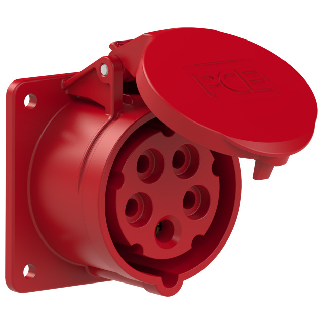 CEE flanged socket straight (75x75mm) 16A/5P/400V IP44/IP54