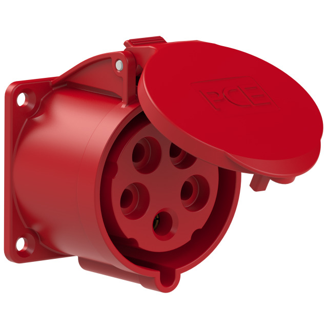 CEE flanged socket straight (70x70mm) 32A/5P/400V IP44/IP54