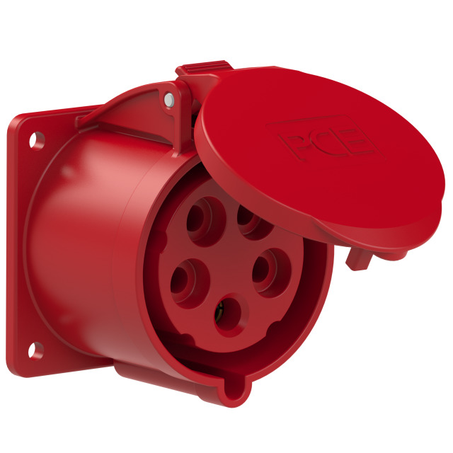 CEE flanged socket straight (75x75mm) 32A/5P/400V IP44/IP54