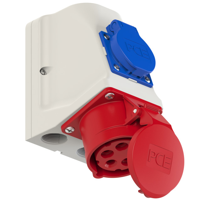 Combo wall socket 16A/5P/400V IP44